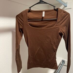 Elegant Chocolate Brown Long Sleeve Top